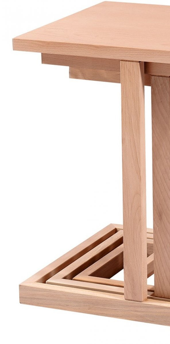 Zigon ILGZ 16815 C Model Sehpa HAM Kayın Tekerlek Ayak Kaplama 3 LÜ El Yapım - Resim 3