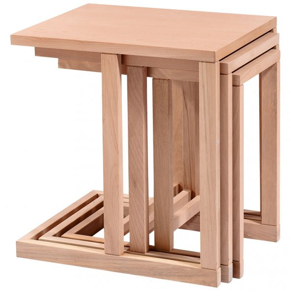 Zigon ILGZ 16815 C Model Sehpa HAM Kayın Tekerlek Ayak Kaplama 3 LÜ El Yapım - Resim 2