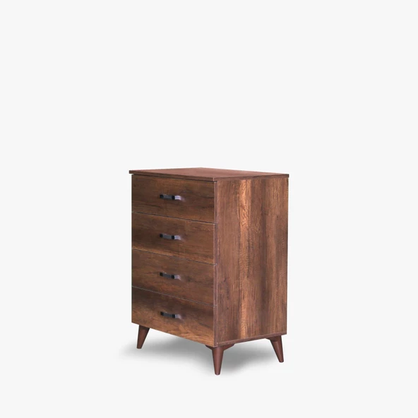 Şifonyer 14042 ÇOK AMAÇ derin 4çekm hard Koyu CEVİZ suntalem Kutu sevk El Yapım