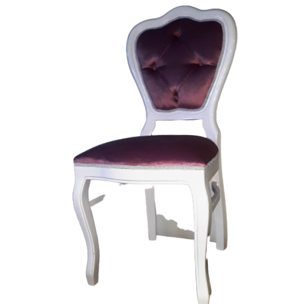 Sandalye13927 Klasik Mobilya Model Kayın Parlak Beyaz babyfac kumaş Oluk El yapım - 2