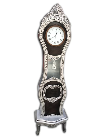 Saat DEKORATİF13875 Büyük Model Kayın Lükens Aslan Ayak Parlak GRİ El Yapım - 3