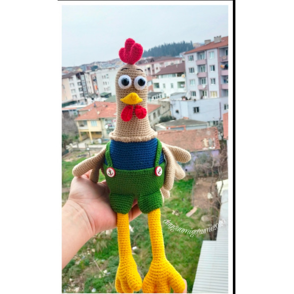 Amigurumi sevimli Horoz Dekoratif oyuncak figür oturan horoz oyuncak