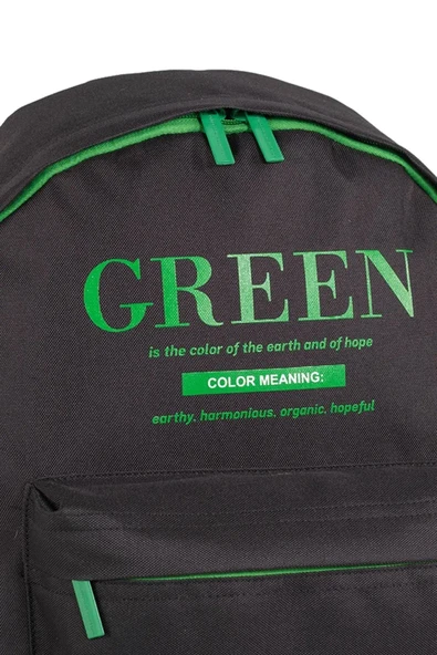 United Colors of Benetton "Green" Okul Sırt Çantası Siyah / 03805 - Resim 7