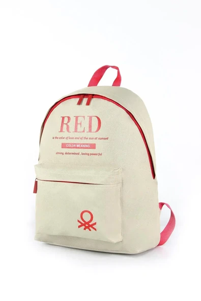 United Colors of Benetton "Red" Okul Sırt Çantası Bej / 03821 - Resim 4