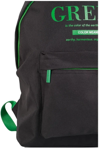United Colors of Benetton "Green" Okul Sırt Çantası Siyah / 03805 - Resim 6