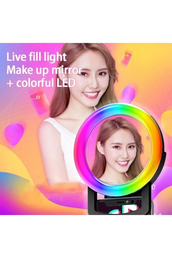 Rgb Çok Renkli Şarjlı Selfi Öz Çekim Işığı 15 Farklı Ton
