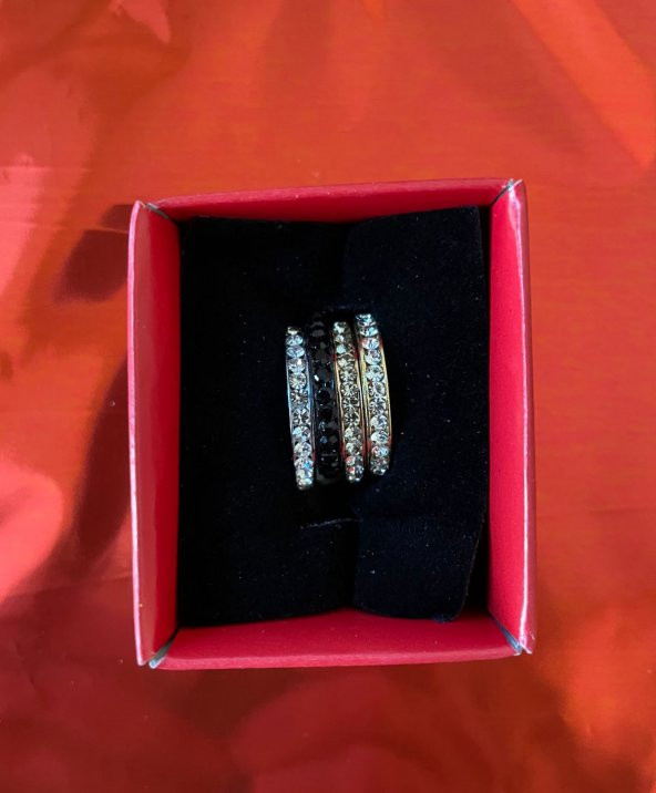 Tamtur 4 Farklı Renk Gümüş Siyah Gold Rosegold Zirkon Taşlı Alyans