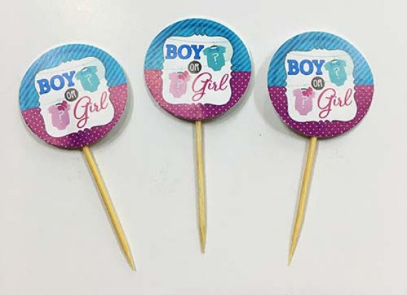 Cinsiyet Partisi Boy or Girl Kürdan Süsü 20 Adet