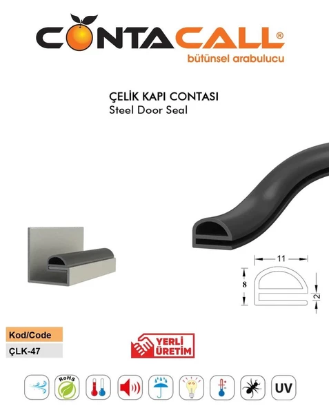 Contacall Çelik Kapı Fitili Çelik Kapı Contası 6 Metre Kahve - 3