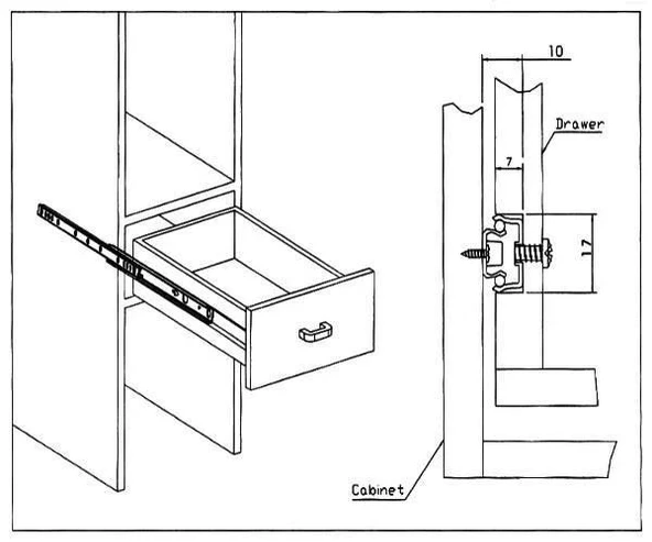 Bilyeli Çekmece Rayı 17mm - 2