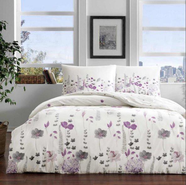 Taç Çift Kişilik Ranforce Nevresim Takımı Janny Mor ürün görseli