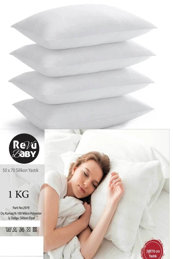 RevuBaby 50x70 Silikon Yastık Aile Yastığı Microfiber Antialerjik 950gr 4 Adet