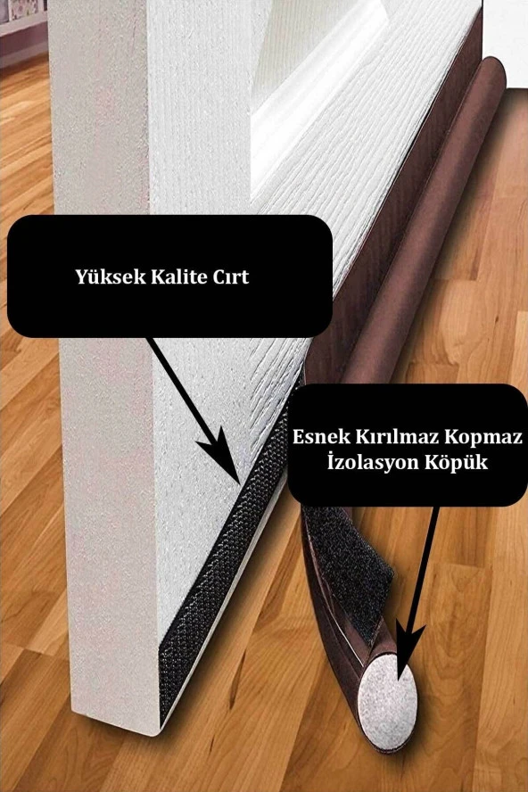 RevuBaby Kapı Altı Rüzgar Önleyici Isı Yalıtım Süngeri Eşik Altlığı Stoper Rüzgarlık Toz Soğuk 2adet Kahve - 2