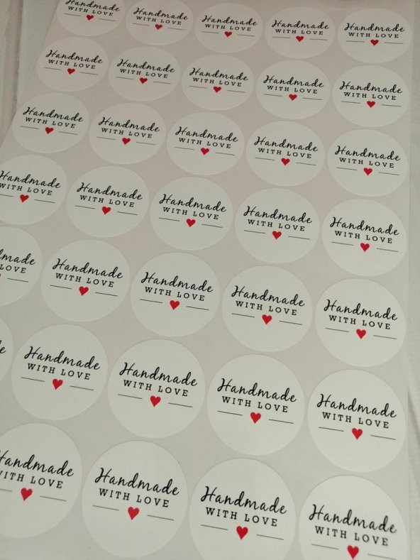 Hand made with love opak etiket 70 adet sticker-0024