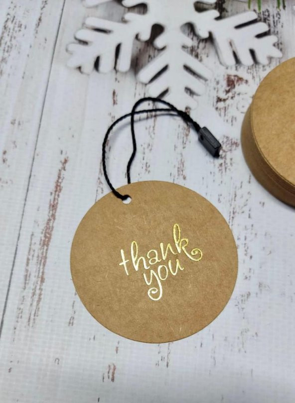 Thank You Kart Etiket - Kraft Etiket - Delikli Etiket GOLD baskı 25 adet -T409 - 2