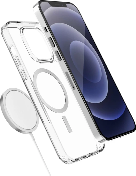 Iphone 14 Pro Magsafe Destekli Kablosuz Şarj Uyumlu Şeffaf Silikon Kılıf - 3