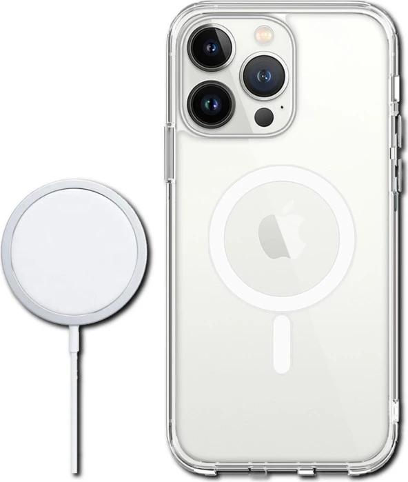 Iphone 14 Pro Magsafe Destekli Kablosuz Şarj Uyumlu Şeffaf Silikon Kılıf