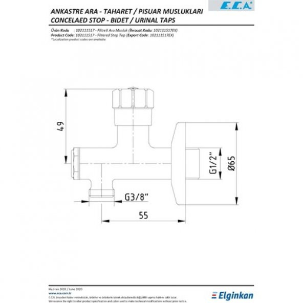 2 Adet ECA Filtreli Ara Musluk 102111517 - 2