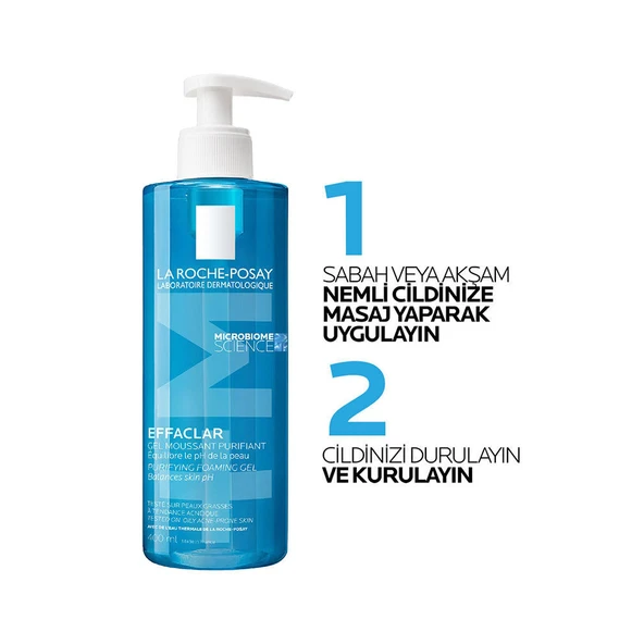 La Roche Posay Effaclar Gel Yağlı Ve Akneye Eğilimli Ciltler için Yüz Temizleme Jeli 400 ml - Resim 2