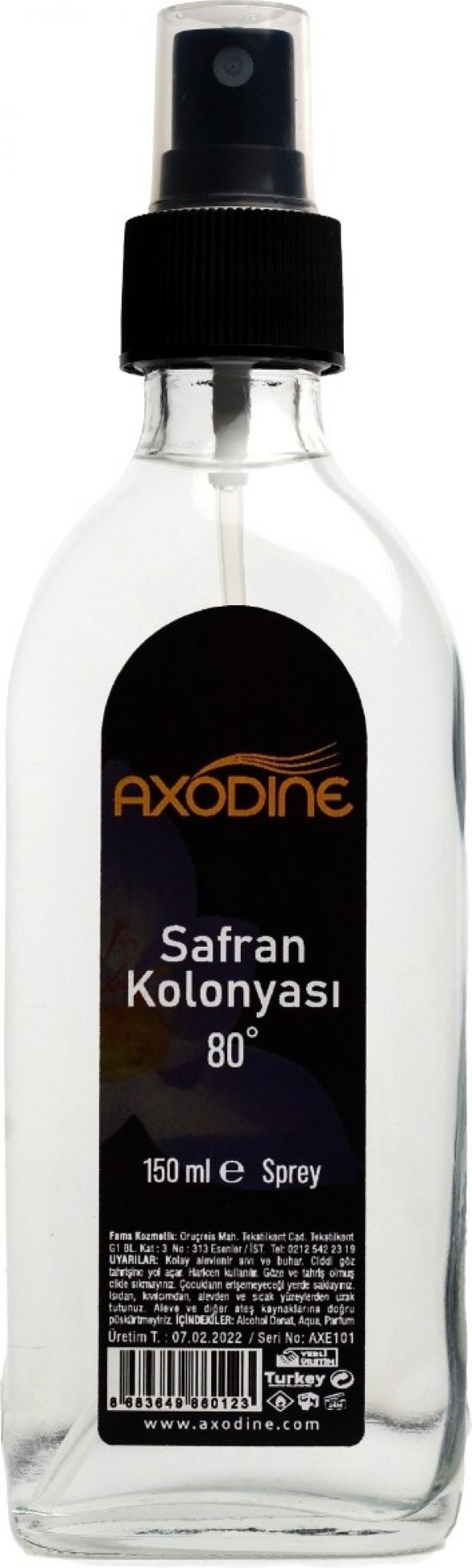 Axodine 150 ml Safran Cam Şişe Kolonya