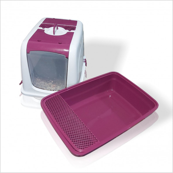 Büyük Geniş Derin Bordo Koku Yapmaz Fitreli Kedi Kumu Kum Havuzu Odası Klübesi Haznesi Wcsi Tuvaleti - 3