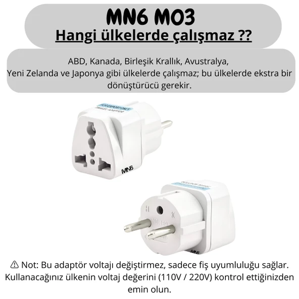 MN6 M03 Universal Priz Çevirici/2 Adet / Fiş Dönüştürücü-Amerikan Ingiliz Fiş Dönüştürücü - 11