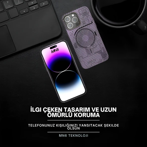 Apple Iphone 14 Pro koruma Kılıfı Mor.Metal kamera koruma çerçeveli,14 pro Dayanıklı Kapak Kılıf Mor - 3