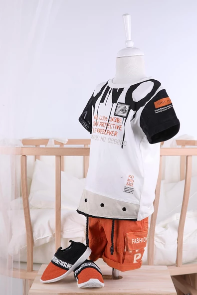 Babyhola Şort Tshirt Ayakkabı 3'lü Erkek Çocuk Yazlık Spor Takım 0760 - 2