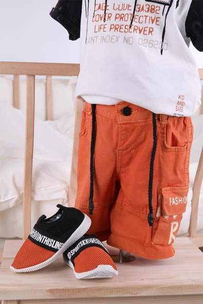 Babyhola Şort Tshirt Ayakkabı 3'lü Erkek Çocuk Yazlık Spor Takım 0760 - 5