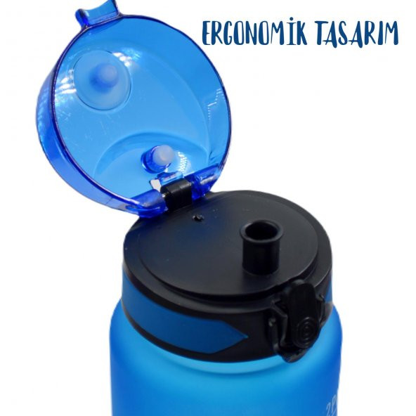 BottleBoss Renk Geçişli Sızdırmaz Kapak Motivasyon Matarası 1 Litre Sticker HEDİYELİ Mavi - 4