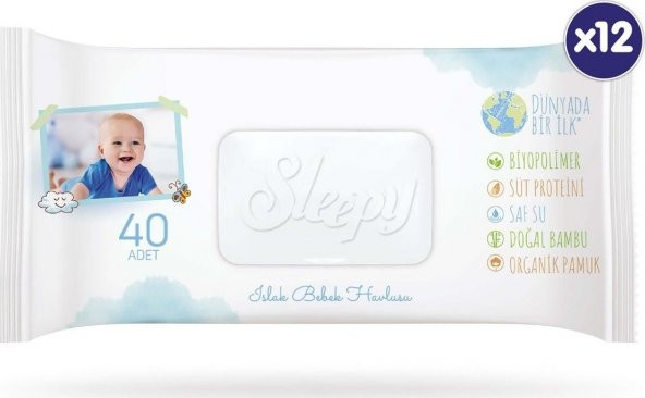 Sleepy Bio Natural Islak Havlu 12 x 40 Yaprak 480 Yaprak