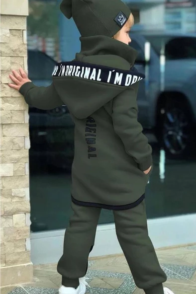 Erkek Çocuk Bereli Original Cool Yeşil Eşofman Takım - 3