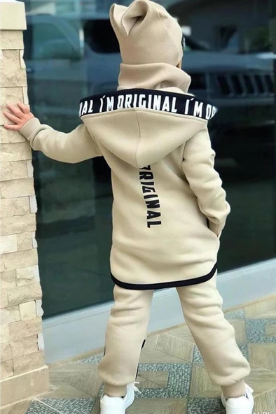 Erkek Çocuk Bereli Original Cool Bej Eşofman Takım - 2