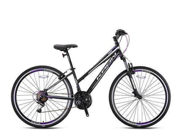 Kron Arıa 4.0 - 28inç Trekking Lady - 15 - 21 Vites - V.B. (Papuç Fren) - Mat Siyah-Mor/Gri