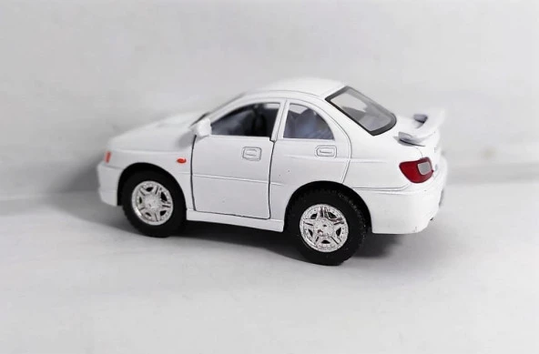 10 cm. Çek Bırak Beyaz Subaru Impreza Wrx Diecast Araba - 3
