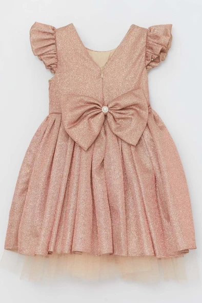 Kız Çocuk Parıldayan Bakır Elbise - Resim 5