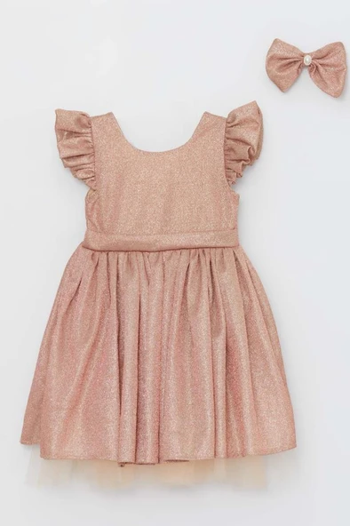 Kız Çocuk Parıldayan Bakır Elbise - Resim 3