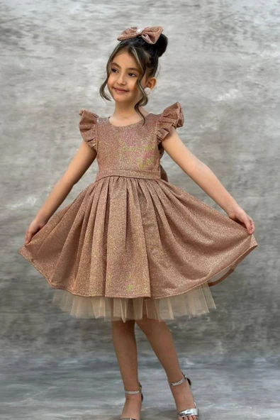 Kız Çocuk Parıldayan Bakır Elbise ürün görseli