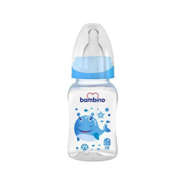 Bambino Oval Kavramalı PP Biberon 150ml 0+ Ay - Kırmızı - Ananas