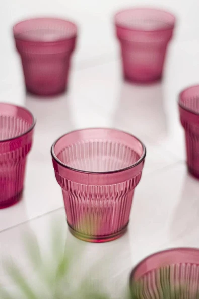 Akrilik Mürdüm 6lı Kısa Bardak & Su Meşrubat Kahve Yanı Bardağı 300 ml ( Cam Değildir ) - 2