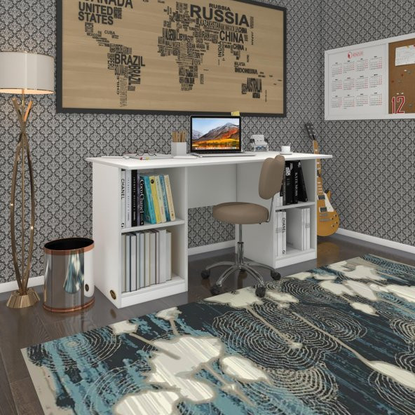 Kenzlife ofis masası pat morita byz 75*150*60 raflı dolap çiftli şeritli bilgisayar çalışma masası