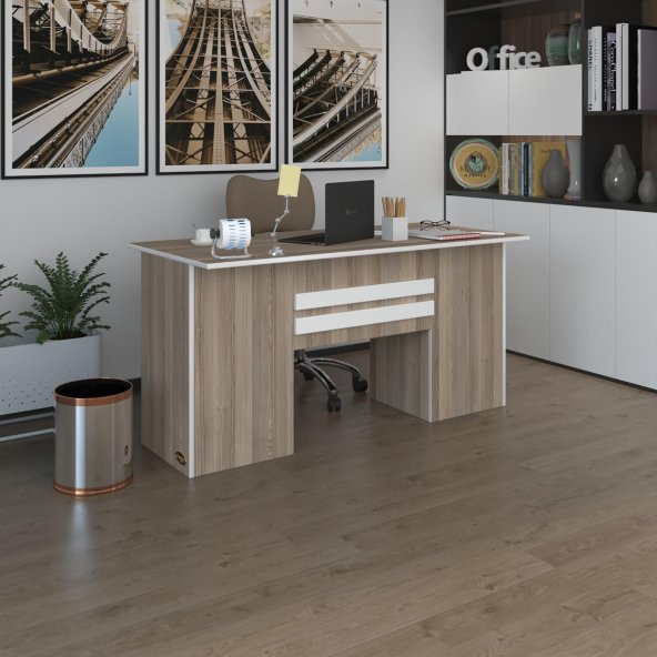 Kenzlife ofis masası pat morita crd 75*160*80 kilitli kapaklı dolap çiftli şeritli bilgisayar çalışma masası