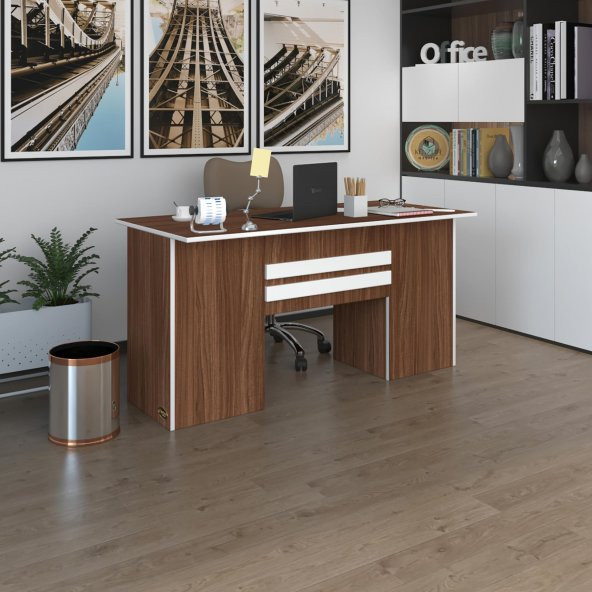 Kenzlife ofis masası pat morita cvz 75*170*80 kilitli kapaklı dolap çiftli şeritli bilgisayar çalışma masası