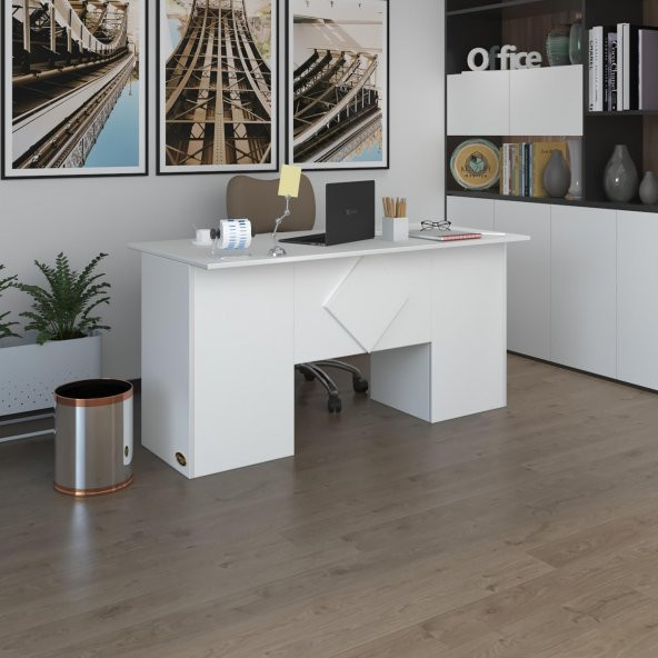 Kenzlife ofis masası kuma kengo byz 75*150*60 raflı dolap çiftli eşkenar bilgisayar çalışma masası