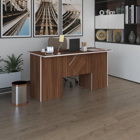 Kenzlife ofis masası kuma kengo cvz 75*160*60 raflı dolap çiftli eşkenar bilgisayar çalışma masası