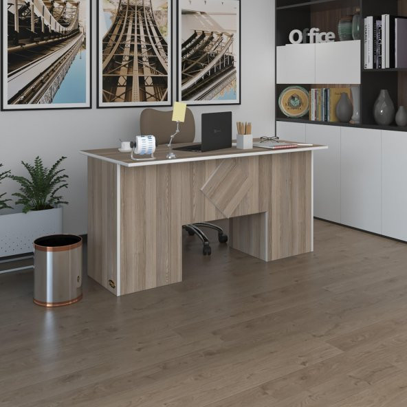 Kenzlife ofis masası kuma kengo crd 75*160*80 raflı dolap çiftli eşkenar bilgisayar çalışma masası