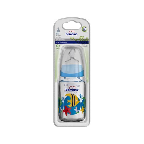 Bambino Cam Biberon 125ml 0+ Ay - Mavi - Balık