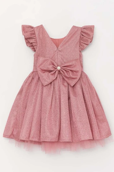 Kız Çocuk Parıldayan Pembe Elbise - Resim 6