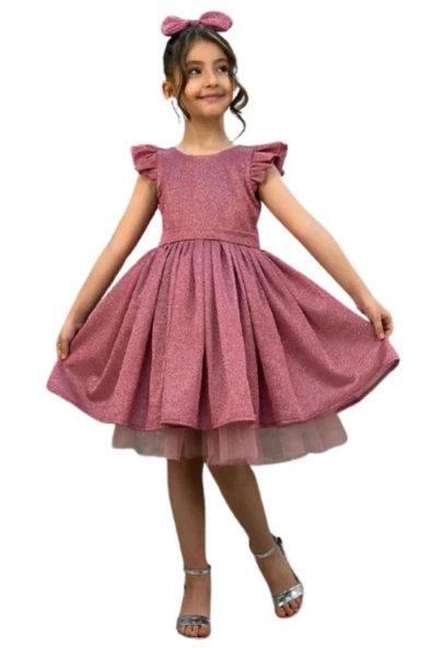 Kız Çocuk Parıldayan Pembe Elbise ürün görseli