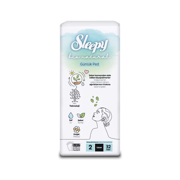 Sleepy Bio Natural Günlük Ped 12 Uzun 32 Adet